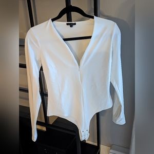 White zipper-front body suit